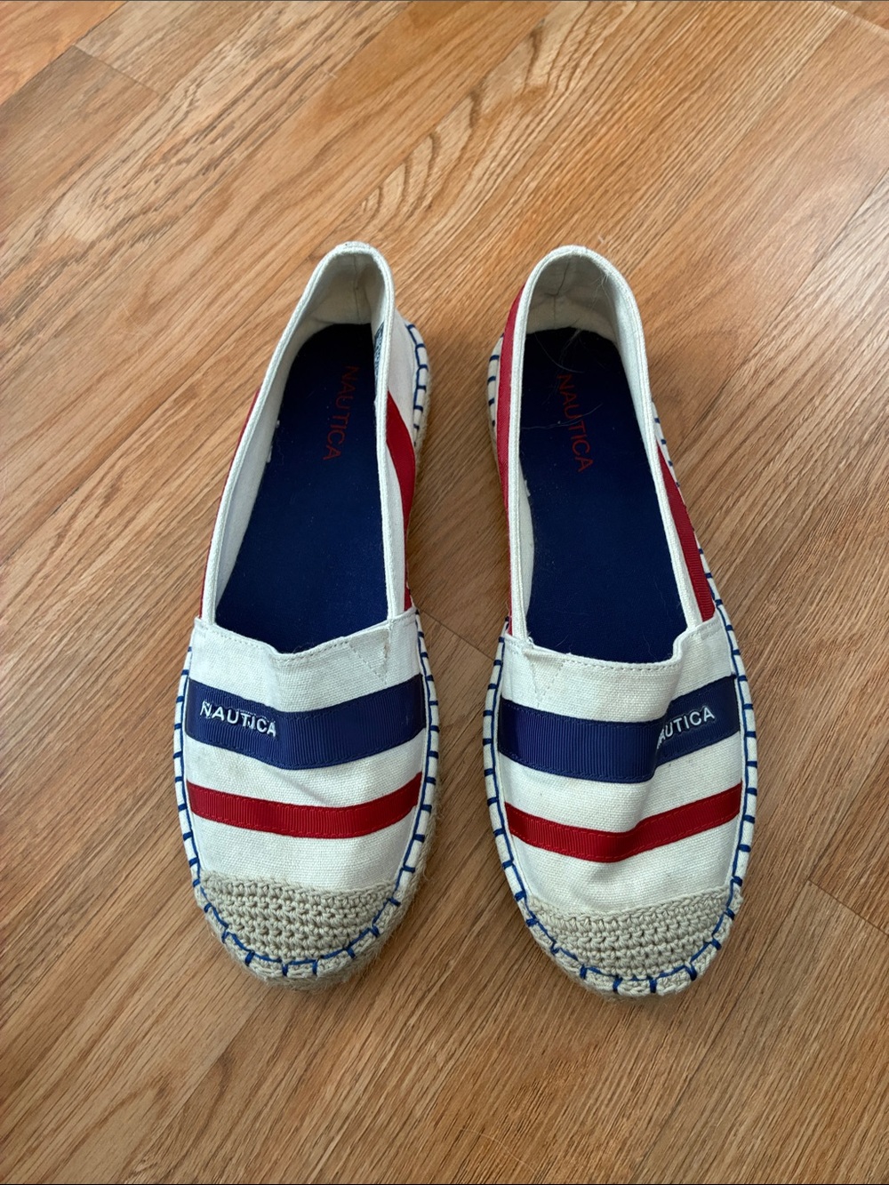 Nautica Women’s Red, Navy & White Slip-On Espadrilles